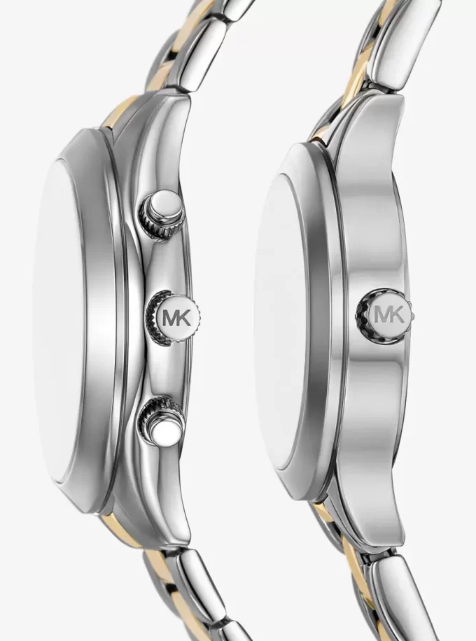 Aspyn His and Hers Pavé Two-Tone Watch Set