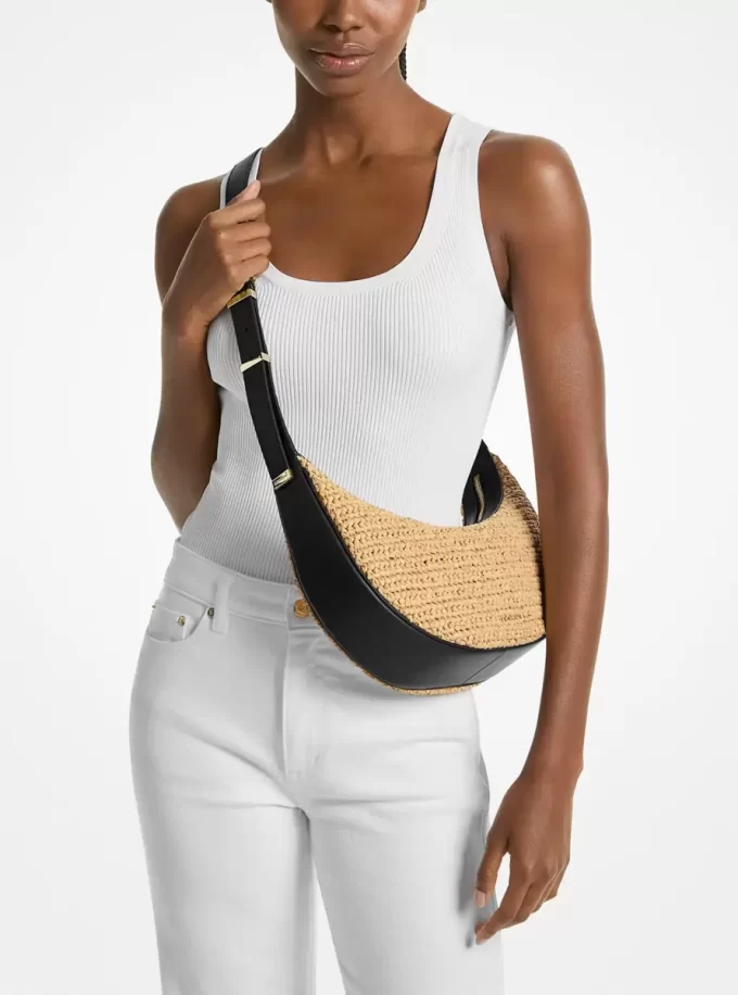 Avra Medium Hand-Crocheted and Leather Crossbody Bag Avra Medium Hand-Crocheted and Leather Crossbody Bag