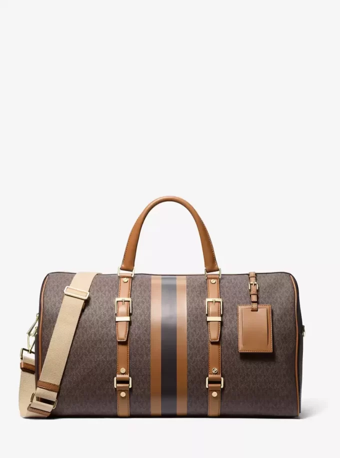 Bedford Travel Extra-Large Signature Logo Stripe Weekender Bag Bedford Travel Extra-Large Signature Logo Stripe Weekender Bag