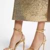 Chrissy Metallic Python Embossed Leather Sandal
