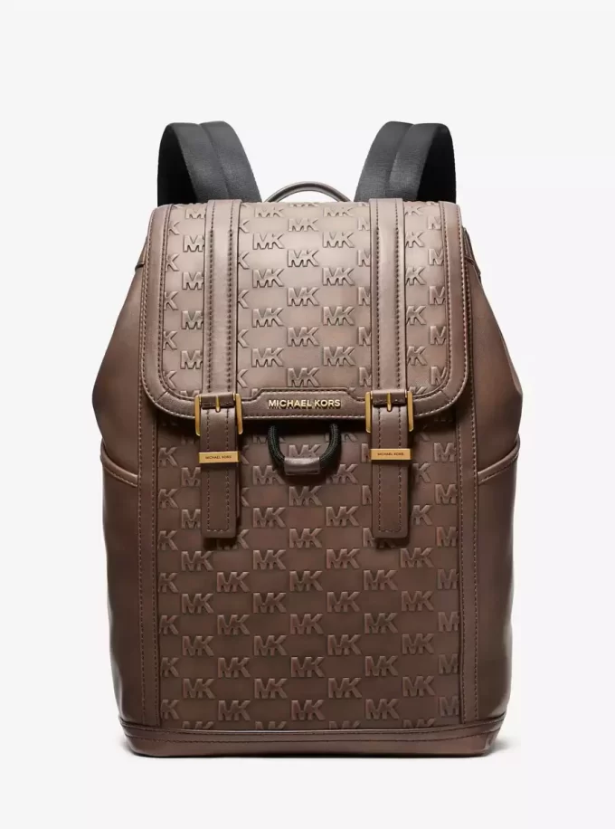 Colby Medium Logo Embossed Burnished Leather Backpack Colby Medium Logo Embossed Burnished Leather Backpack