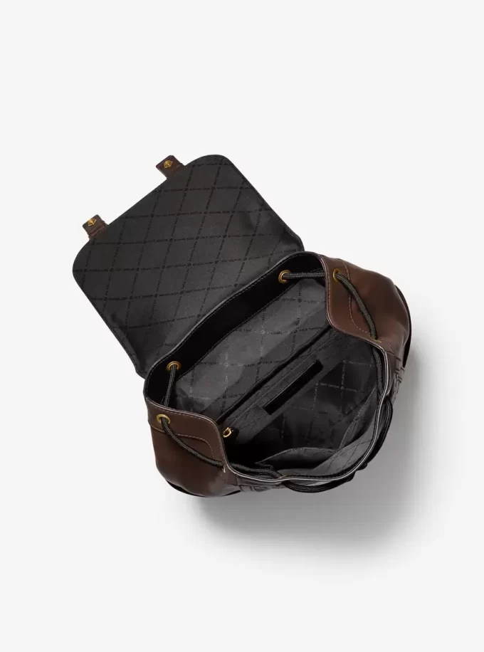 Colby Medium Logo Embossed Burnished Leather Backpack Colby Medium Logo Embossed Burnished Leather Backpack