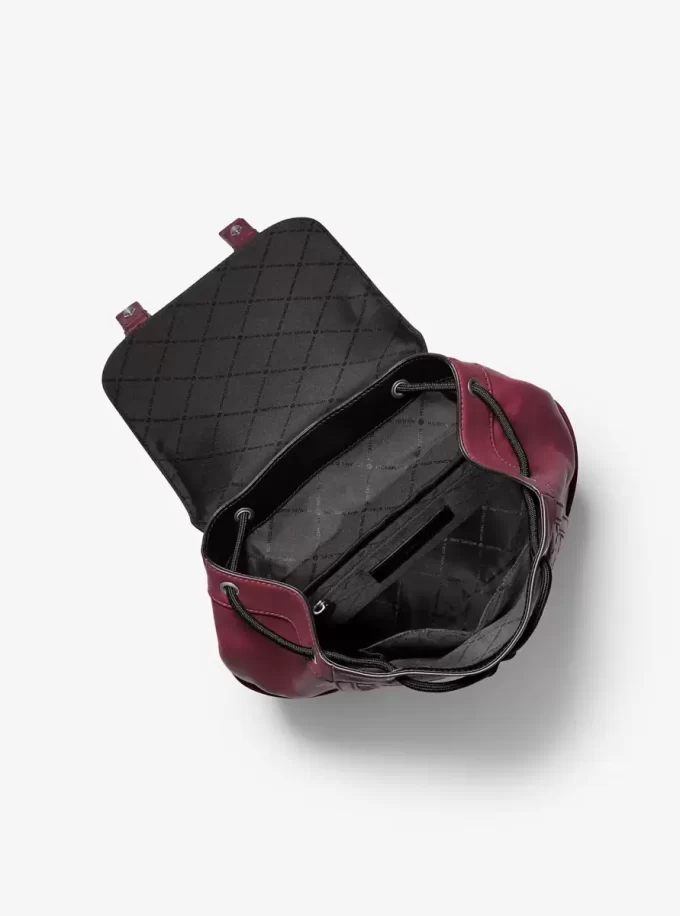 Colby Medium Logo Embossed Burnished Leather Backpack Colby Medium Logo Embossed Burnished Leather Backpack