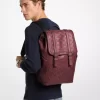 Colby Medium Logo Embossed Burnished Leather Backpack Colby Medium Logo Embossed Burnished Leather Backpack