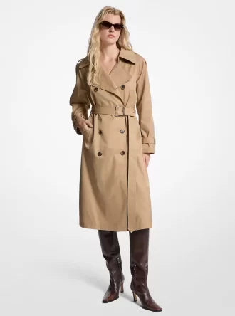 Cotton Blend Belted Trench Coat