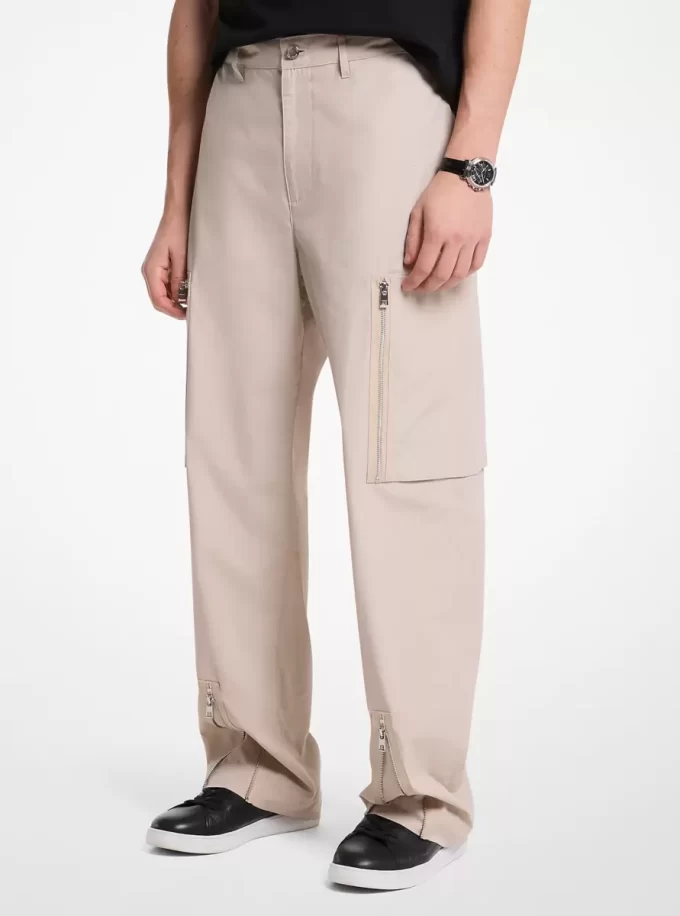 Cotton Poplin Zip Cargo Pants