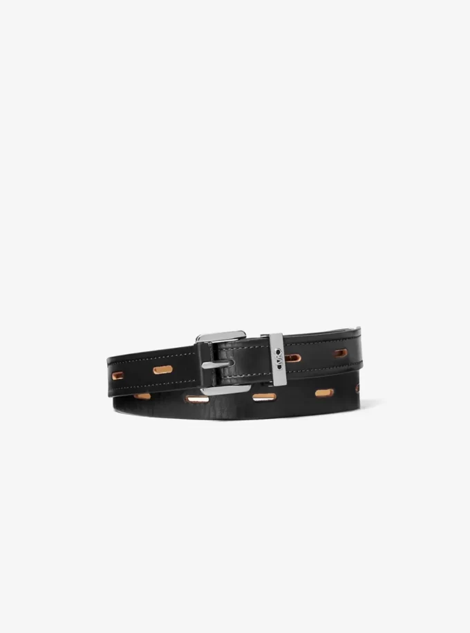 Cutout Leather Blend Belt