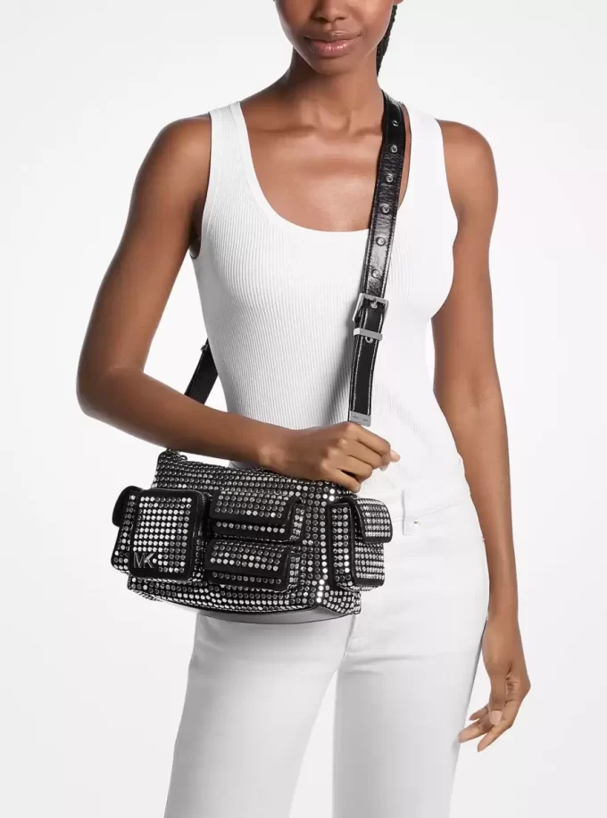 Dakota Medium Studded Suede Shoulder Bag