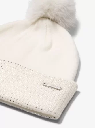 Embellished Knit Beanie Hat and Scarf Set