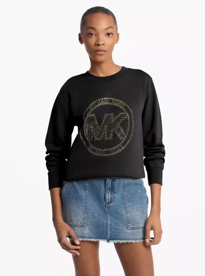 Embellished Logo Cotton Blend Sweatshirt Embellished Logo Cotton Blend Sweatshirt
