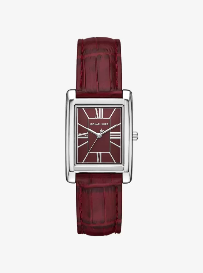 Essex Silver-Tone and Crocodile Embossed Leather Watch Essex Silver-Tone and Crocodile Embossed Leather Watch