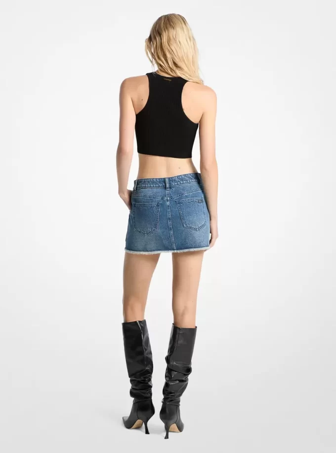 Frayed Denim Mini Skirt