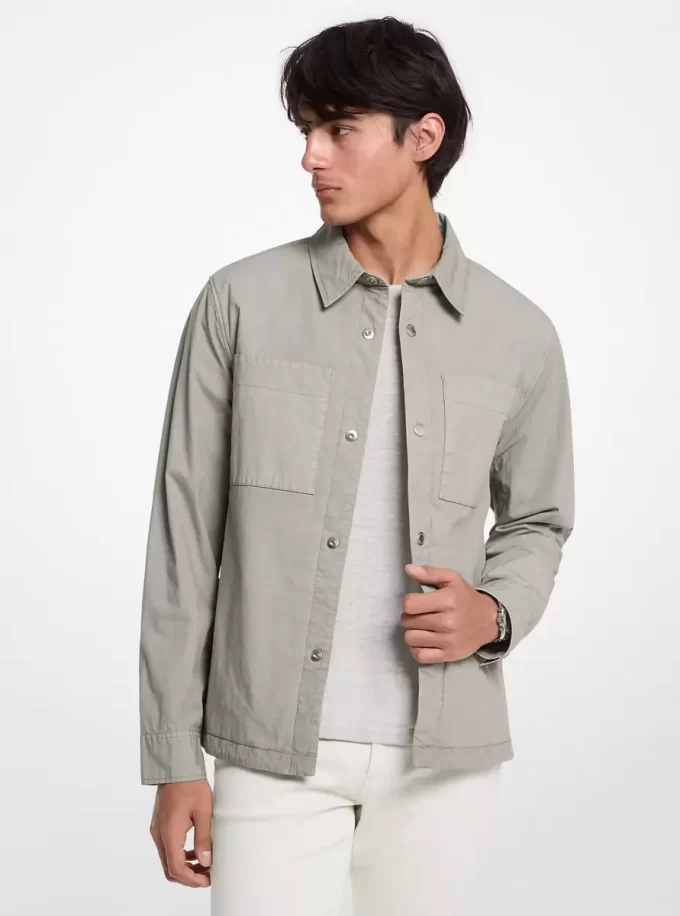 Garment-Dyed Stretch Cotton Poplin Shirt Jacket Garment-Dyed Stretch Cotton Poplin Shirt Jacket