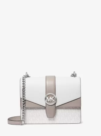 Greenwich Small Color-Block Signature Logo Crossbody Bag