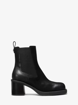 Houston Leather Block Heel Ankle Boot Houston Leather Block Heel Ankle Boot