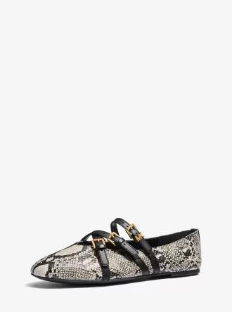 Indy Snake Embossed Leather Ballet Flat