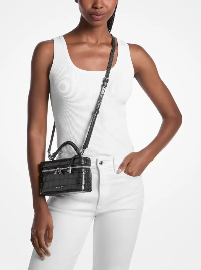 Jana Extra-Small Crocodile Embossed Leather Crossbody Bag