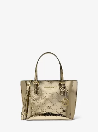 Jet Set Extra-Small Metallic Logo Debossed Convertible Tote Bag