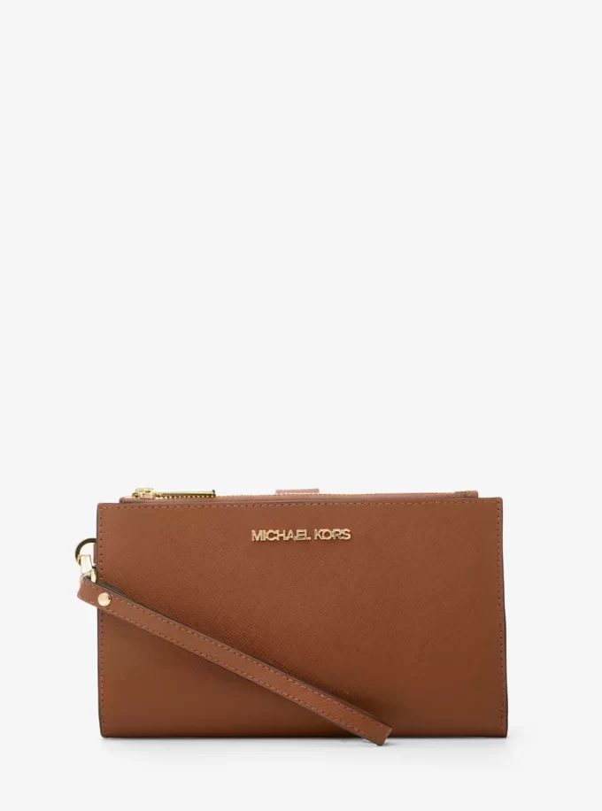 Jet Set Large Leather Smartphone Wristlet Wallet