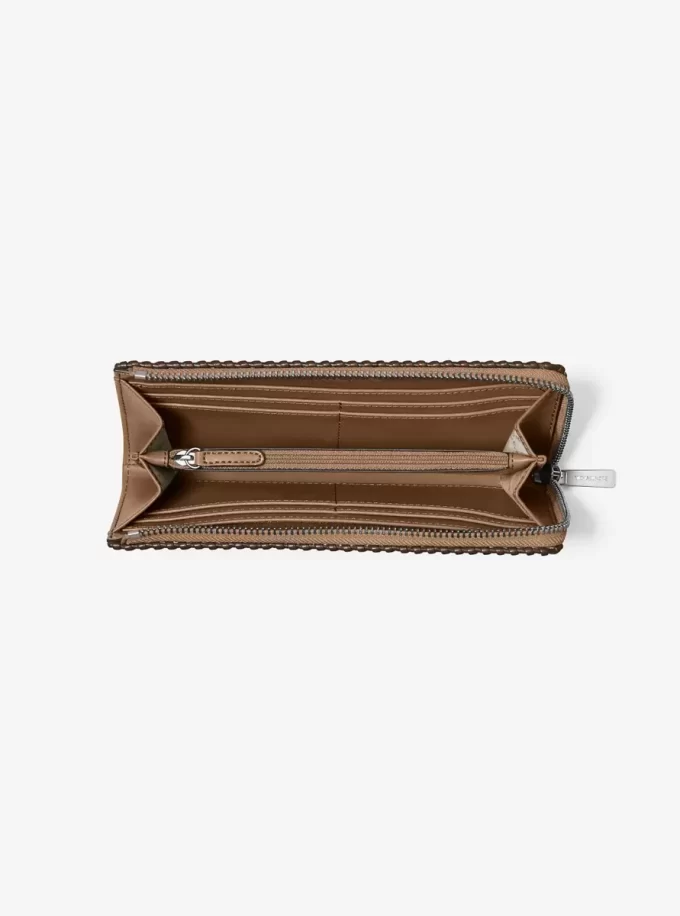 Jet Set Large Pebbled Leather Quarter-Zip Wallet