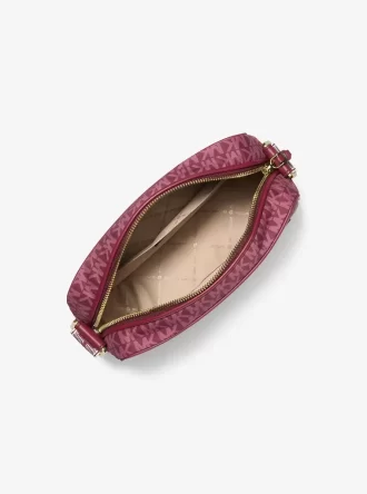 Jet Set Large Signature Logo Print Woven Crossbody Bag