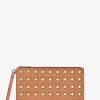 Jet Set Large Studded Pebbled Leather Wristlet
