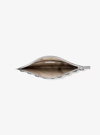 Jet Set Large Studded Pebbled Leather Wristlet