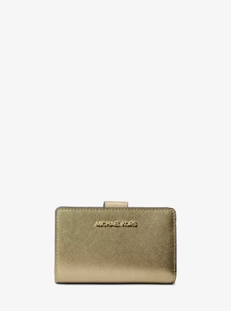 Jet Set Medium Metallic Saffiano Leather Bi-Fold Wallet