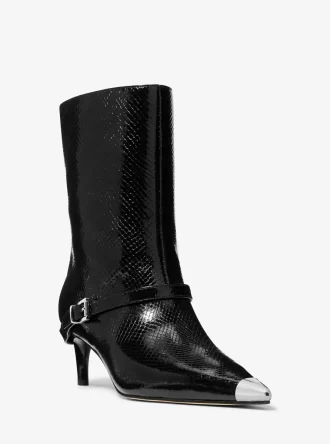 Kasia Snake Embossed Leather Buckle Boot