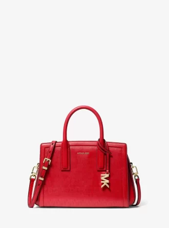 Laila Small Metallic Signature Logo Satchel