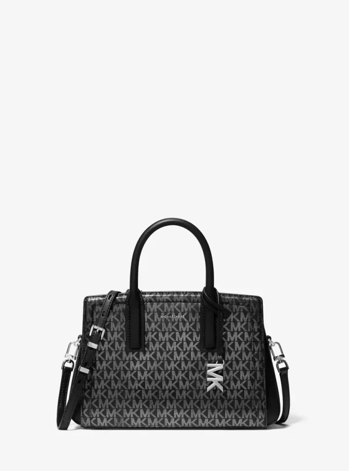 Laila Small Metallic Signature Logo Satchel