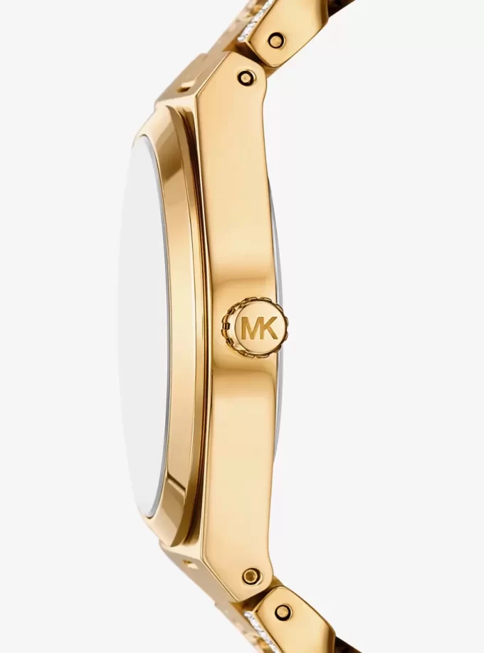 Lennox Pavé Gold-Tone Curb-Link Watch