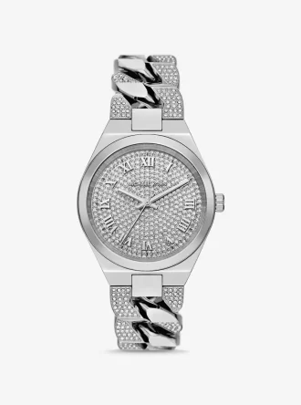 Lennox Pavé Silver-Tone Curb-Link Watch