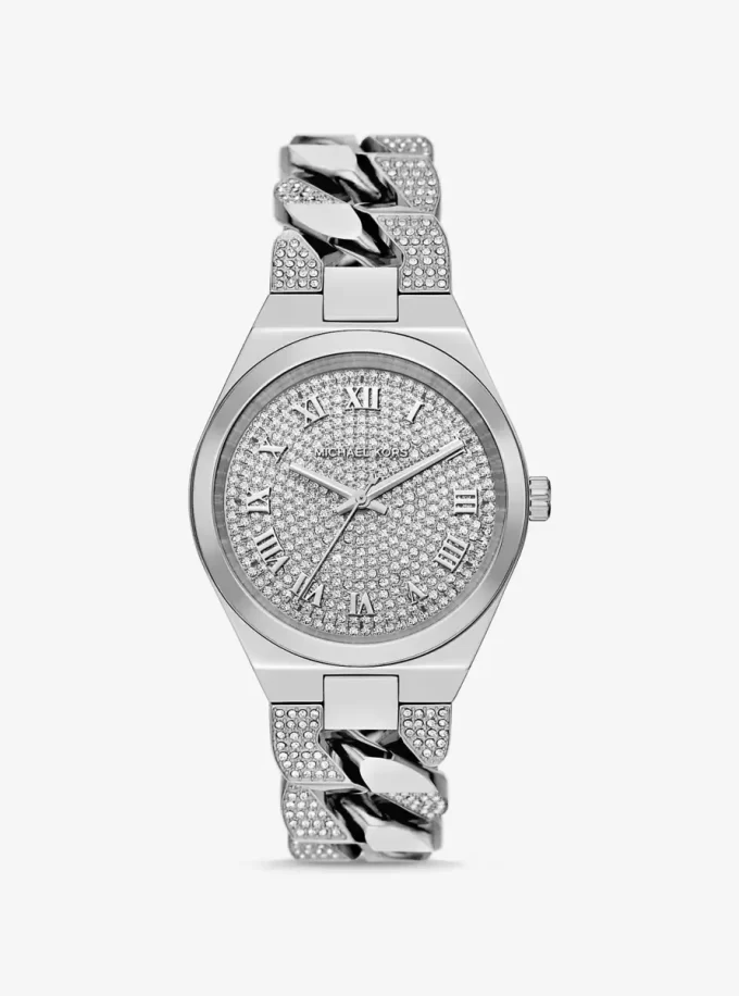 Lennox Pavé Silver-Tone Curb-Link Watch