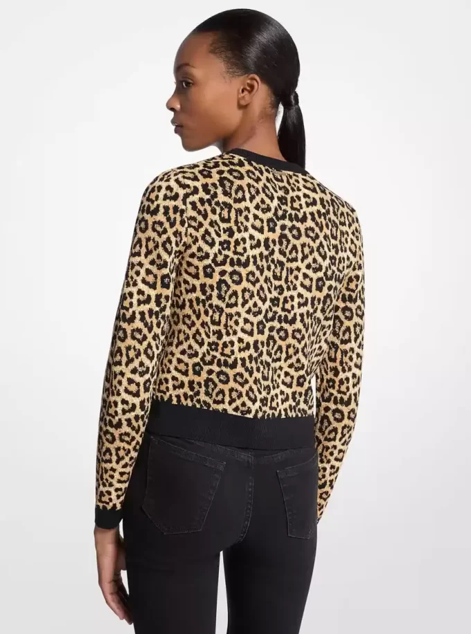 Leopard Print Stretch Viscose Cardigan