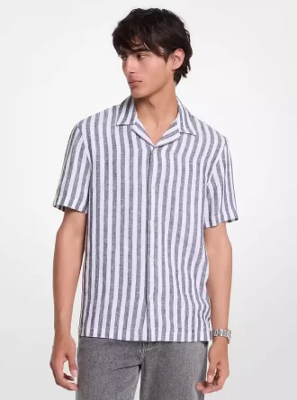 Linen and Cotton Blend Striped Shirt