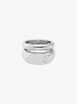 Logo Engraved Double Layered Signet Ring