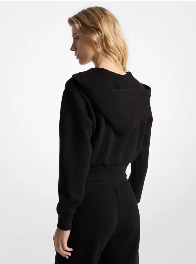 Logo Jacquard Charm Jacquard Cropped Zip-Up Hoodie