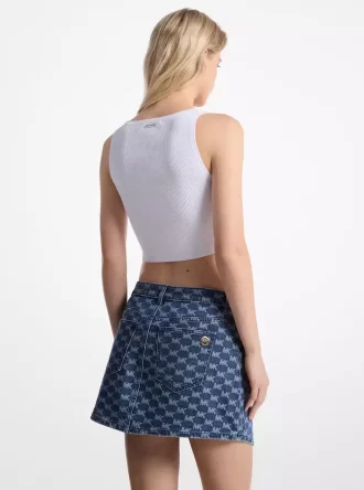 Logo Jacquard Denim Wrap Skirt