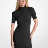 Logo Jacquard Knit Mock Neck Dress