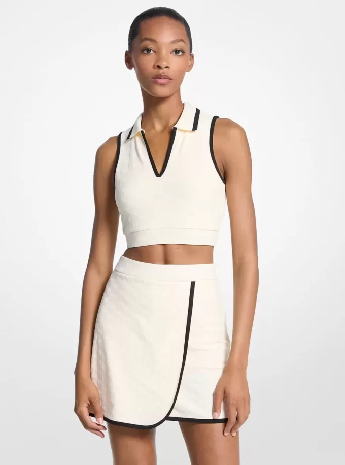 Logo Jacquard Knit Tech Cropped Top