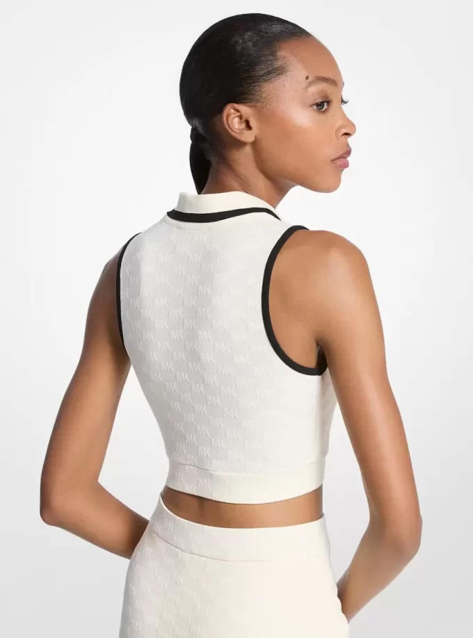 Logo Jacquard Knit Tech Cropped Top