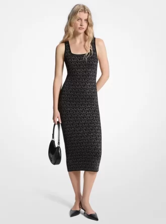 Metallic Logo Jacquard Midi Dress