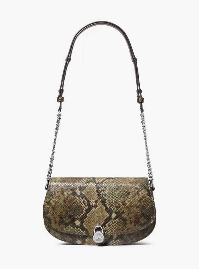 Mila Medium Snake Embossed Messenger Bag