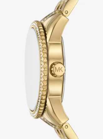 Mini Bryant Pavé Logo Gold-Tone Watch