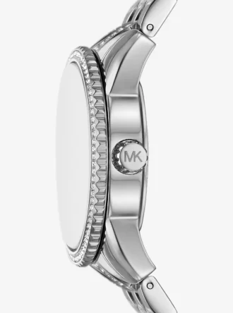 Mini Bryant Pavé Logo Silver-Tone Watch