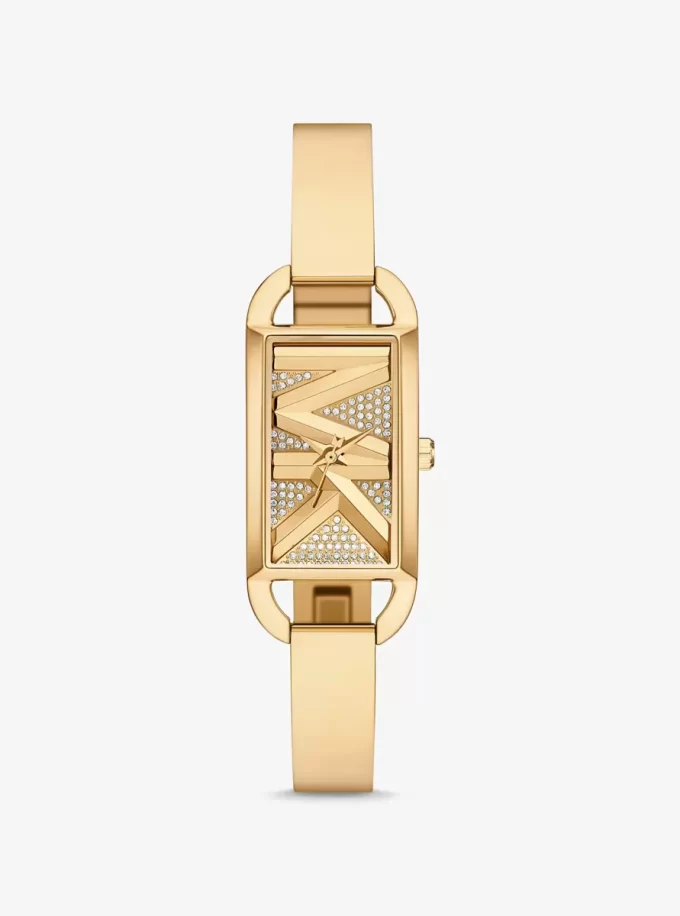 Mini Empire Pavé Gold-Tone Bangle Watch