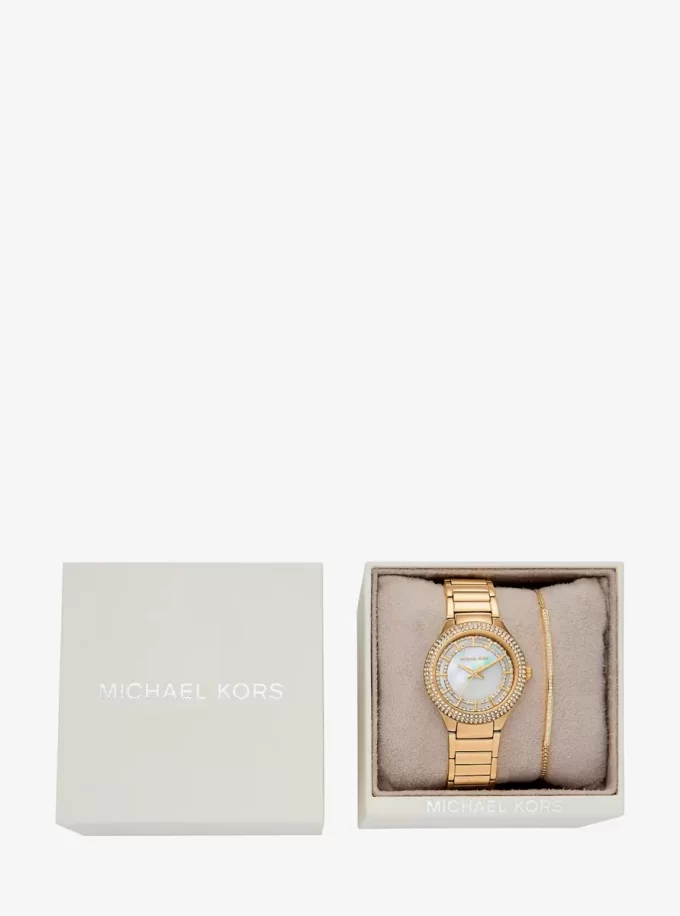 Mini Sylvia Pavé Gold-Tone Watch and Bracelet Gift Set