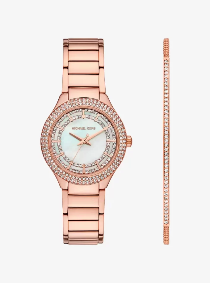 Mini Sylvia Pavé Rose Gold-Tone Watch and Bracelet Gift Set