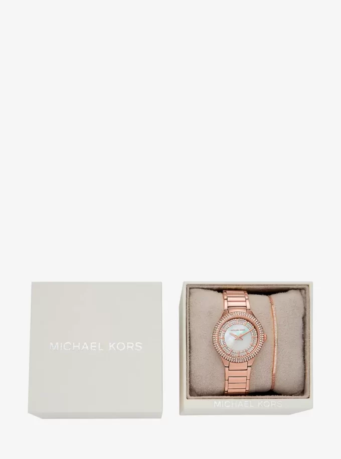 Mini Sylvia Pavé Rose Gold-Tone Watch and Bracelet Gift Set